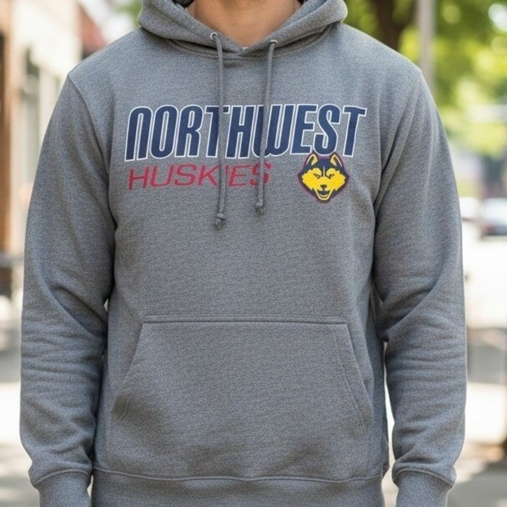 PEL Athletic‎ Northwest Huskies Grey Hoodie Men's Size S Pullover Sweatshirt